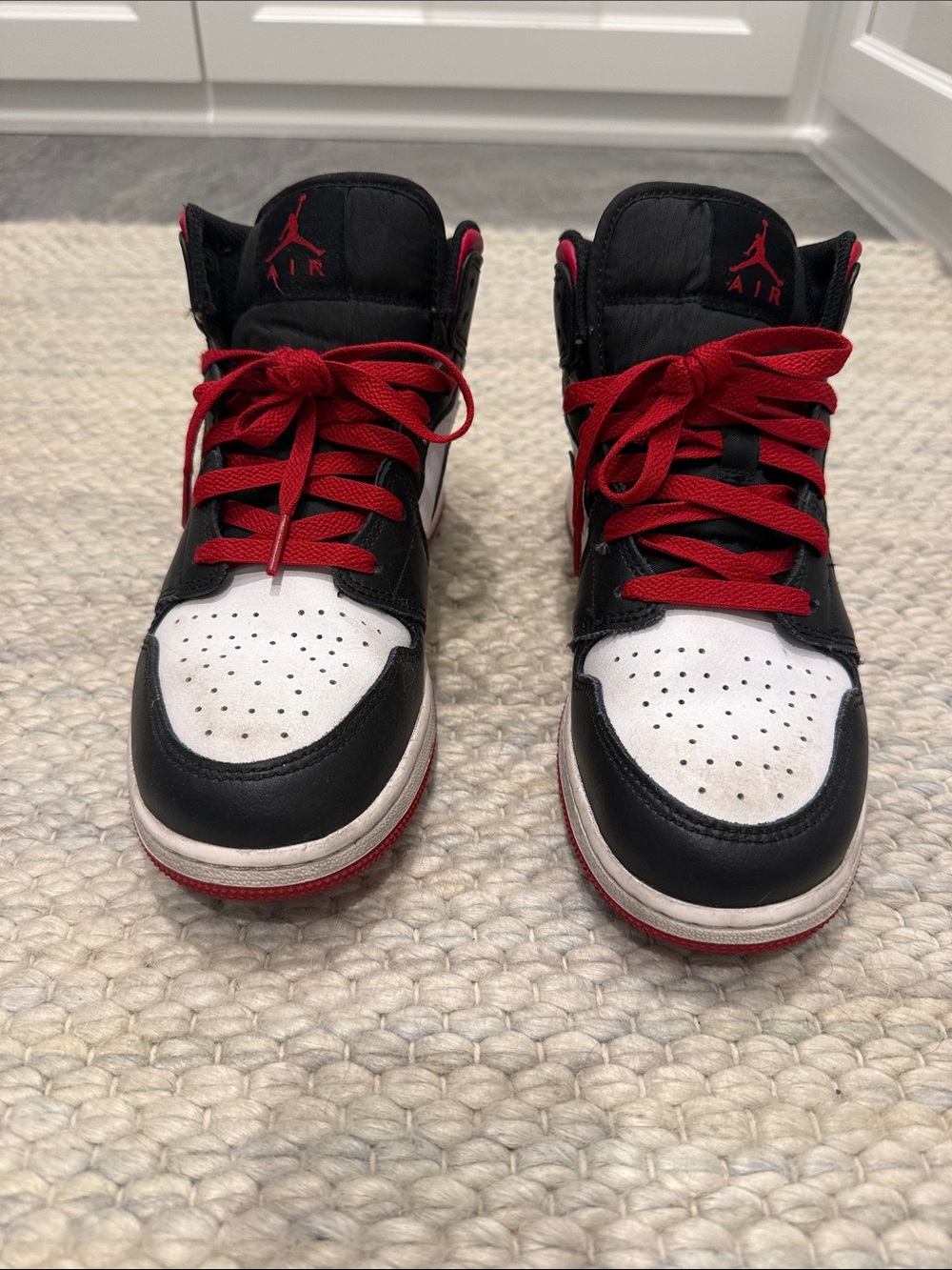 Jordan Kids Red, Black & White High-Top Sneakers